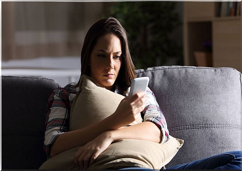 Woman looking at mobile