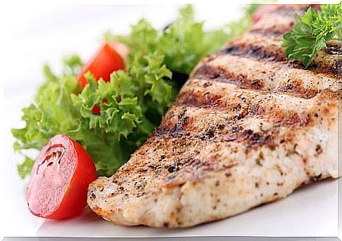 Fish with salad.