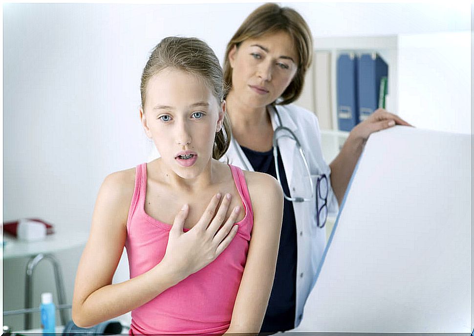 Girl in medical consultation for pain