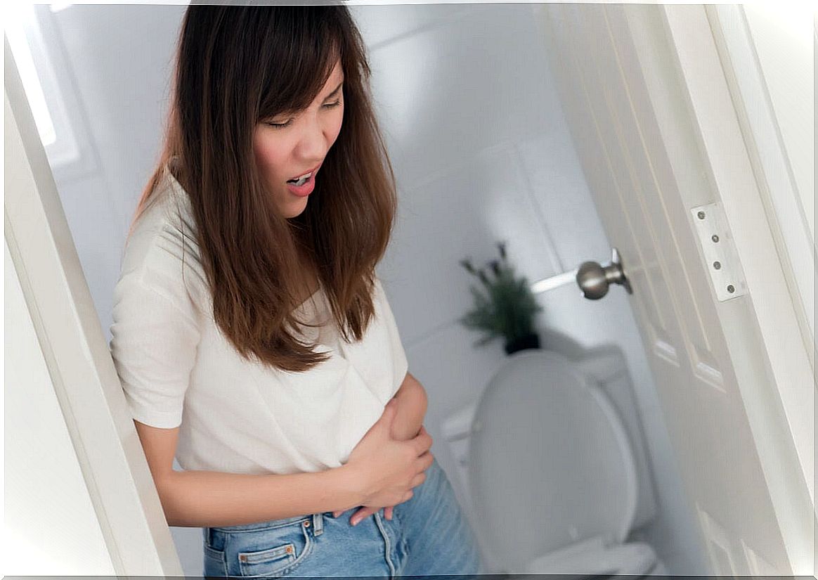 Woman with constipation using caraway.