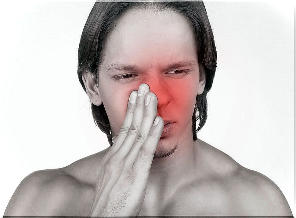 Man with a reddened nose